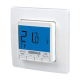 Flush-mounted thermostat as room controller, AC 230V, 1NO contact, 10 A, blue backlighting