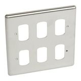 Front plate - 6 Grid module -2x2 gang -Synergy™ Authentic - brushed stainless steel