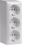 3gang SCHUKO socket outlet, surface-mounted, screw terminals, surface-