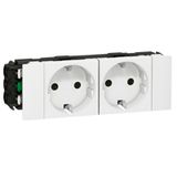 Double socket Mosaic - 2 x 2P+E - for snap on trunking - white