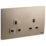 Mallia Senses - 2 gang BS unswitched socket outlet - 13A - Dark Bronze