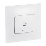 Illuminated push button (LED supplied) Neptune with 6A doorbell symbol - White