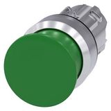 Mushroom pushbutton, 22 mm, round, metal, shiny, green, 30 mm,…3SU1050-1AD40-0AA0-Z Y13