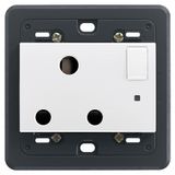 Switched 2P+E 15A English outlet white