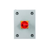 Main switch, T0, 20 A, surface mounting, 4 contact unit(s), 6 pole, 1 N/O, 1 N/C, Emergency switching off function, Lockable in the 0 (Off) position,