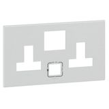 Plate British standard Arteor - for 1 gang single pole switched socket outlet with USB charger - soft alu