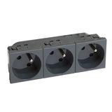 MOSAIC 3X2P+E FRENCH STANDARD INCLINED 45 PREWIRED SOCKET ANTHRACITE