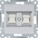 Prise double RJ45 - argent