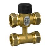 VZ419C Zone Valve, 3-Way with Bypass, PN16, DN20, 22mm O/D Compression, Kvs 2.5 m³/h, M30 Actuator Connection, 5.5 mm Stroke, Stem Up Closed