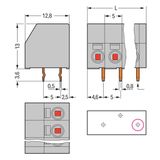 2-conductor PCB terminal block 1.5 mm² Pin spacing 5 mm orange