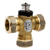 VZ319C Zone Valve, 3-Way, PN16, DN15, 15mm O/D Compression, Kvs 1.0 m³/h, M30 Actuator Connection, 5.5 mm Stroke, Stem Up Closed