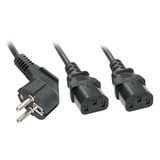 2m Schuko to 2x C13 Mains Cable Schuko Plug to 2x IEC C13 Connector