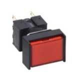 Pushbutton complete, dia. 16 mm, lighted LED 24 VDC, rectangular, red, A16 7266A