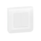 Double switch or two-way switch Mosaic 10A white complete with plate and claw fixing