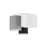 Sandy White Metal Base White, Black & Grey Fabric Shade LED E27 3x12 Watt 230 Volt IP20 Bulb Excluded D: 35 H: 21 cm