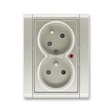 5593F-C02357 32 Double socket outlet with earthing pins, shuttered, with turned upper cavity, with surge protection