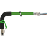RJ45 male 90° down with cable PUR 1x4xAWG22 shielded gn+drag-ch 50m