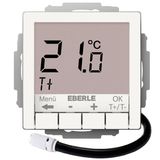 Concealed thermostat for controlling electrical temperature control systems, RAL9010 glossy 55x55, AC 230V, 1 NO contact 16 A, white backlighting