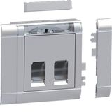 Mounting set 2-gang for RJ45 modular Jack Type 10 frontmounting alumin