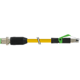 M12 male 0° D-cod./RJ45 male 0° PUR 1x4xAWG22 shielded ye+dragch 6m