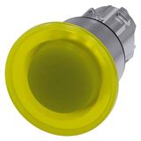 Illuminated mushroom pushbutton, 22 mm, round, metal, shiny, yellow, 40 mm, latching, pull-to-unlatch mechanism,  3SU1051-1BA30-0AA0-Z Y15