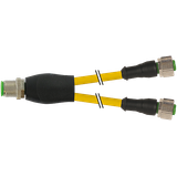 Y-Distributor M12 male/M12 female 0° A-cod. PUR 3x0.34 ye +drag ch. 2m