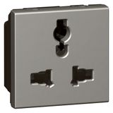 Multistandard socket Arteor - 2P+E unswitched - shuttered - 2 modules -magnesium