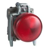 Harmony XB4, Pilot light, metal, red, Ø22, plain lens with integral LED, 230...240 VAC