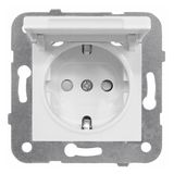 Socket outlet, flap cover, cage clamps, white