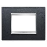 LUX PLATE 3-GANG BLACK LEATHER GW16203PN
