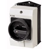 Main switch, T0, 20 A, surface mounting, 2 contact unit(s), 4 pole, STOP function, With black rotary handle and locking ring