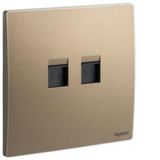 Double RJ45 socket outlet category 6 STP dark bronze