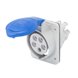 10° ANGLED FLUSH-MOUNTING SOCKET-OUTLET HP - IP44/IP54 - 3P+N+E 16A 200-250V 50/60HZ - BLUE - 9H - FAST WIRING