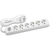 X-tendia White Six Gang Socket Switch Earth Cable CP