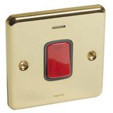 Synergy Authentic 45A Double Pole Control Switch with Red Rocker and LED Power Indicator Gold