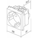 SOCKET SCHUKO+KS 2P+E 16A 250V~ 2M AG 6218061