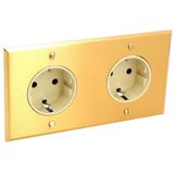 Art d'Arnould univers Memory double standard Schuko horizontal power socket 2P+E 16A 250V - Brushed Gold