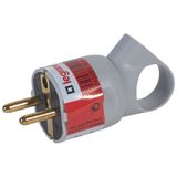 2P+E plug - 16 A with ring - German standard - plastic - grey - gencod labelling