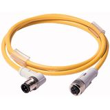 Connection cable, 4p, DC current, coupling M12 flat, plug, angled, L=5m
