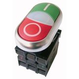 Double actuator pushbutton, RMQ-Titan, Actuators and indicator lights non-flush, momentary, 1 NC, 1 N/O, White lens, LED element, 85 - 264 V AC, green