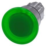 Illuminated mushroom pushbutton, 22 mm, round, metal, shiny, green, 40 mm, latching, pull-to-unlatch mechanism,  3SU1051-1BA40-0AA0-Z Y19