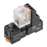 Relay module, 24 V AC, red LED, 4 CO contact (AgNi flash gold-plated) 