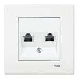 Karre White Two Gang Num Phone Socket (2xCAT3)