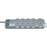 Primera-Line extension lead 10-way silver 2m H05VV-F 3G1,25 each 5 sockets switched *GB*