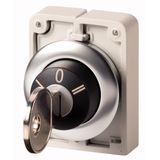 Key-operated actuator, Flat Front, momentary, 3 positions, Key withdrawable: 0, Bezel: stainless steel