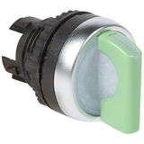 Osmoz illuminated std handle selector switch - 2 stay-put positions 45° - green
