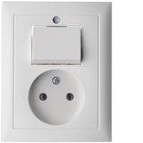 Socket outlet w.out earthing contact w. change-over switch, S.1, polar