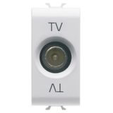 COAXIAL TV SOCKET-OUTLET, CLASS A SHIELDING - IEC MALE CONNECTOR 9.5mm - FEEDTHROUGH 10 dB - 1 MODULE - SATIN WHITE - CHORUSMART