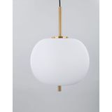 Opal Glass Brass Gold Metal Black Fabric Wire LED E27 1x12 Watt 230 Volt IP20 Bulb Excluded D: 30 H1: 23 H2: 120 cm