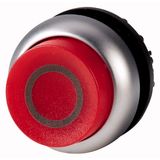 Illuminated pushbutton actuator, RMQ-Titan, Extended, maintained, red, inscribed, Bezel: titanium